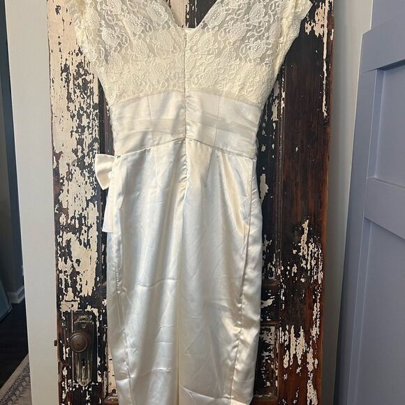 Vintage Bettie Page silky Lace wedding Bridal Rehearsal occasion dress. Size S. - Picture 7 of 13